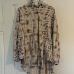 Qiaomai Women's Casual Loose Plaid Shacket